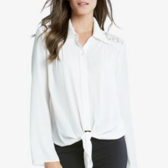 Karen Kane Tops - Karen Kane Lace Tie-front Shirt/top XS